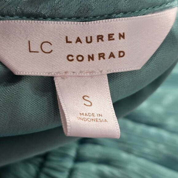 LC Conrad Sage Pistachio Green Edwardian High Collar Ruffle Long Sleeve Dress - Picture 8 of 9